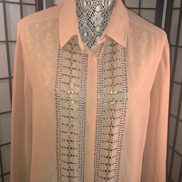 Moda International Blush Sequined Blouse - L - Picture 1 of 5